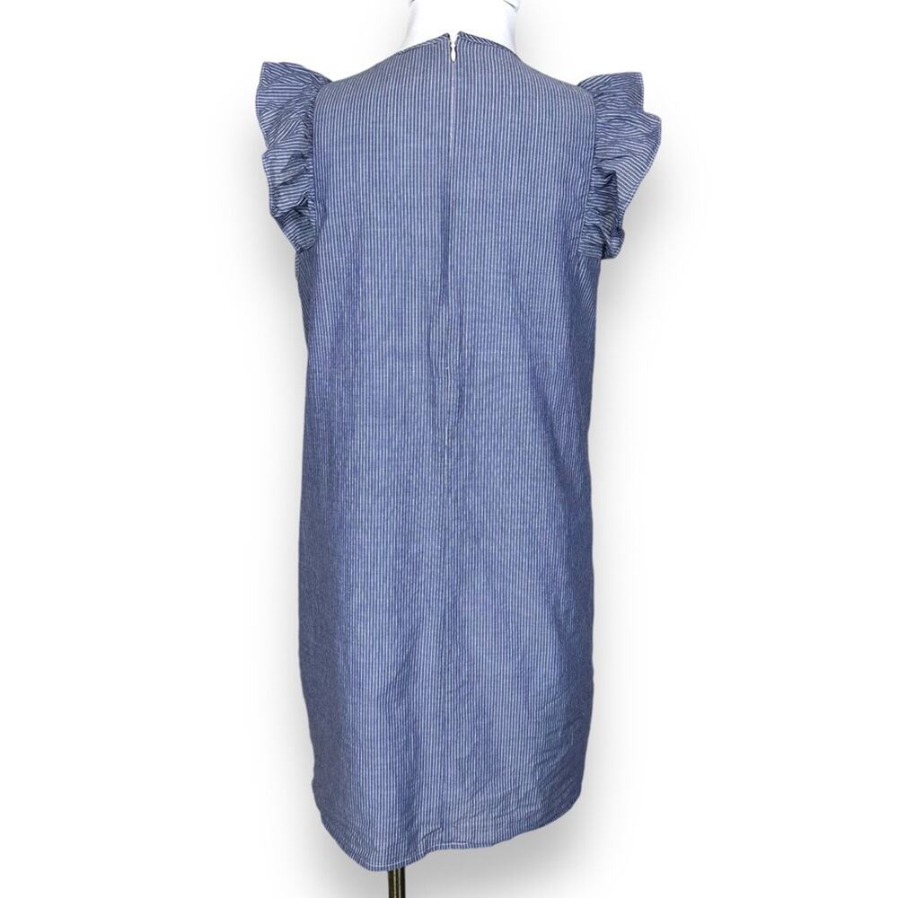 Express Blue white striped ruffle top lined dress size Medium - Picture 3 of 7